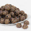 Front view of a pile of 20mm Golden Black Coffee Rhinestone AB Bubblegum Beads