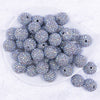 top view of a pile of 20mm Gray Rhinestone AB Bubblegum Beads