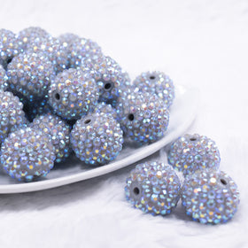 20mm Gray Rhinestone AB Bubblegum Beads