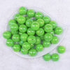 Top view of a pile of 20MM Green Neon AB Solid Chunky Bubblegum Beads