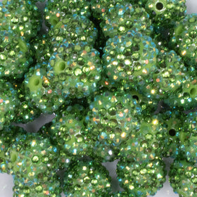 20mm Green Confetti Rhinestone AB Bubblegum Beads