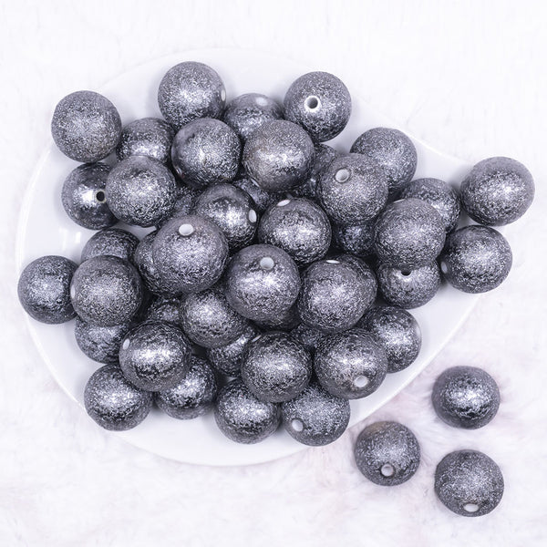 Top view of a pile of 20mm Gunmetal Black Stardust Chunky Jewelry Bubblegum Beads