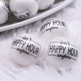 20mm Happy Hour print on Matte White Acrylic Bubblegum Beads