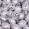 close up view of a pile of 20mm Happy Hour print on Matte White Acrylic Bubblegum Beads