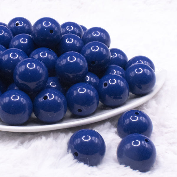 front view of a pile of 20mm Indigo Blue Solid Chunky Acrylic Bubblegum Beads