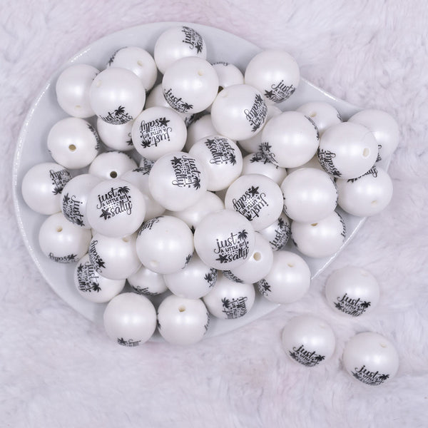 20mm Just A Little Salty Print on Matte White Acrylic Bubblegum Beads