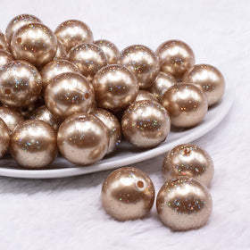 20mm Light Champagne with Glitter Faux Pearl Bubblegum Beads