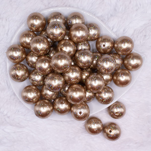 top view of a pile of 20mm Light Champagne with Glitter Faux Pearl Bubblegum Beads