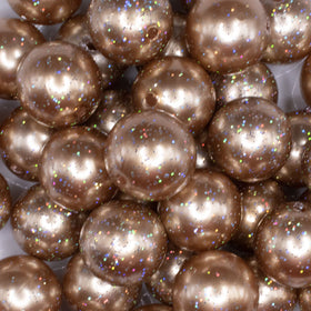 20mm Light Champagne with Glitter Faux Pearl Bubblegum Beads