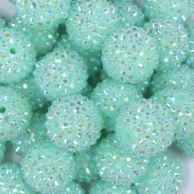 20mm Neon Light Blue Rhinestone AB Bubblegum Beads
