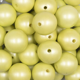 20mm Lime Green Matte Pearl Solid Jewelry Acrylic Bubblegum Beads