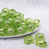 front view of a pile of 20mm Lime Green Foil Bubblegum Beads