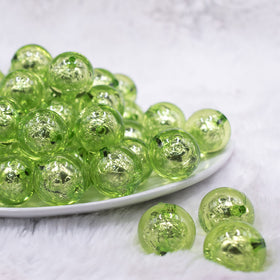 20mm Lime Green Foil Bubblegum Beads