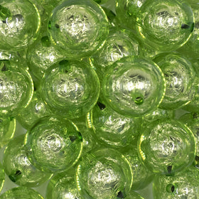 20mm Lime Green Foil Bubblegum Beads