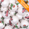 Close up view of a pile of 20mm Naughty or Nice printed Acrylic Bubblegum Beads