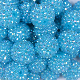 20mm Neon Blue Rhinestone AB Bubblegum Beads