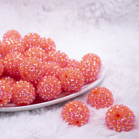 20mm Neon Orange Rhinestone AB Bubblegum Beads
