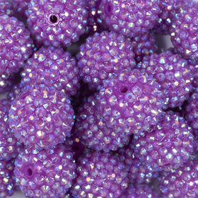 20mm Neon Purple Rhinestone AB Bubblegum Beads