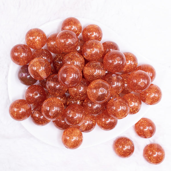 top view of a pile of 20mm Orange Glitter Sparkle Chunky Acrylic Bubblegum Beads