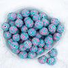 top view of a pile of 20mm Pastel Confetti  Rhinestone AB Bubblegum Beads