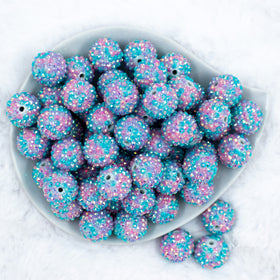 20mm Pastel Confetti  Rhinestone AB Bubblegum Beads