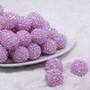 front view of a pile of 20mm Periwinkle Purple Rhinestone AB Acrylic Bubblegum Beads
