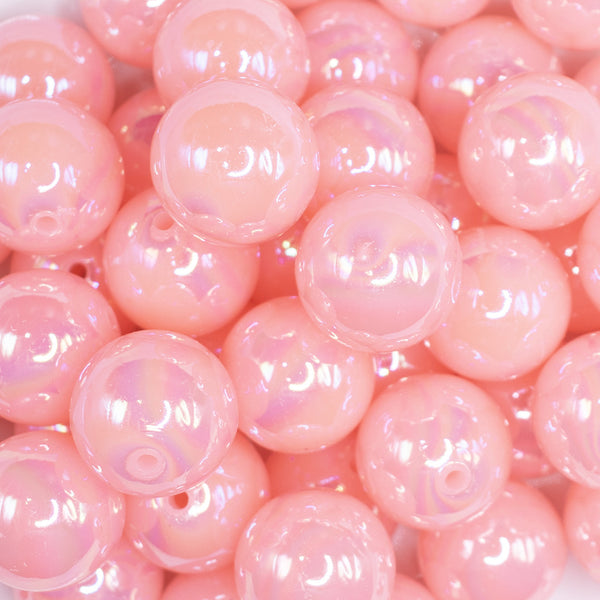 close up view of a pile of front view of a pile of 20mm Pink Jelly AB Acrylic Chunky Bubblegum Beads