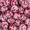 close up view of a pile of 20mm Red & Pink Confetti Rhinestone AB Bubblegum Beads