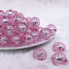 front view of a pile of 20mm Pink Foil Bubblegum Beads