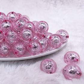 20mm Pink Foil Bubblegum Beads