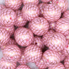 close up view of a pile of 20mm Pink with Gold Mermaid Scales Print Bubblegum Beads