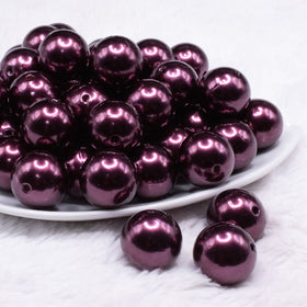 20mm Plum Purple Faux Pearl Chunky Acrylic Bubblegum Beads