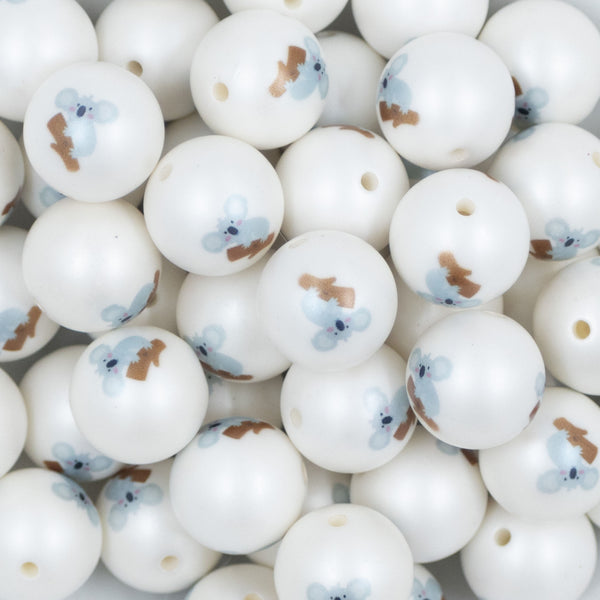 Close up view of a pile of 20mm Koala Print Chunky Acrylic Bubblegum Beads [10 Count]