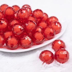 20mm Red Translucent Faceted Bead in a bead Bubblegum Bead