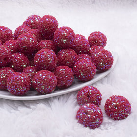20mm Red Sequin Confetti Bubblegum Beads