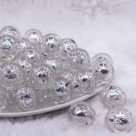 20mm Silver Foil Bubblegum Beads