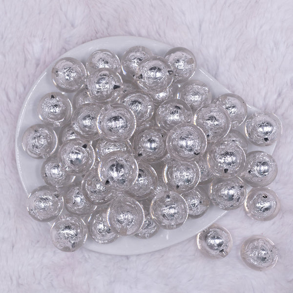 top view of a pile of 20mm Silver Foil Bubblegum Beads
