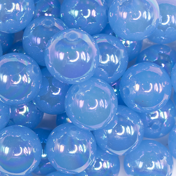 close up view of a pile of 20mm Sky Blue Jelly AB Acrylic Chunky Bubblegum