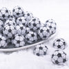 front view of a pile of 20mm Soccer with Clear Rhinestone Bubblegum Beads