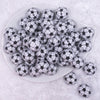 top view of a pile of 20mm Soccer with Clear Rhinestone Bubblegum Beads