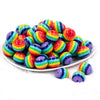 front view of a pile of 20mm Rainbow Stripes Bubblegum Beads