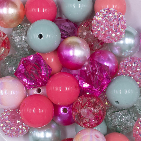 Close up view of a pile of Spring Fling Chunky Acrylic Bubblegum Bead Mix [50 Count]