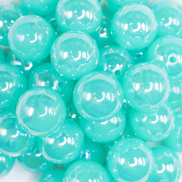 close up view of a pile of  20mm Turquoise Jelly AB Acrylic Chunky Bubblegum Beads