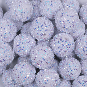 20mm White Sequin Confetti Bubblegum Beads