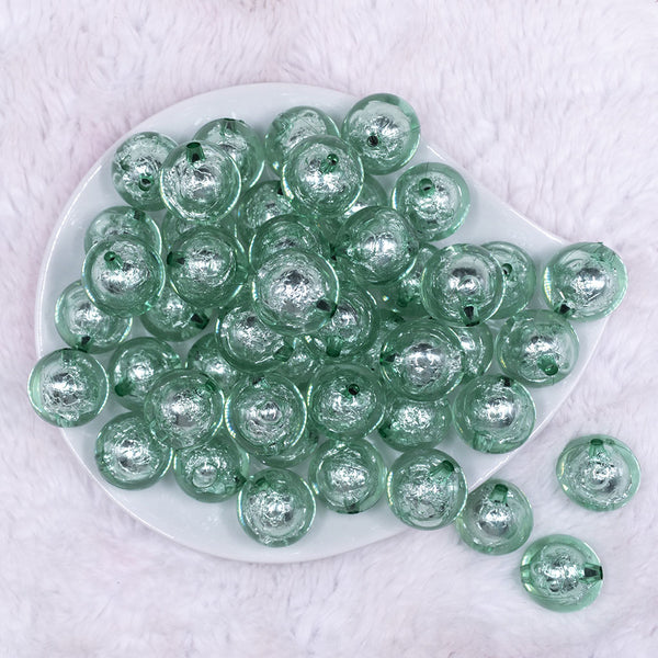 top view of a pile of Front view of a pile of 20mm wintergreen Foil Bubblegum Beads