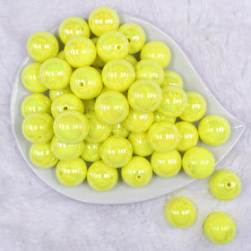 20MM Yellow Neon AB Solid Chunky Bubblegum Beads