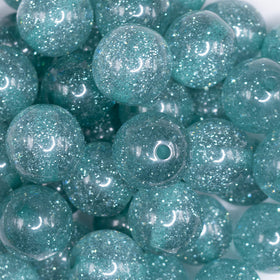20mm Aqua Blue Glitter Sparkle Bubblegum Beads