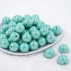 Front view of a pile of 20MM Aquamarine AB Solid Chunky Bubblegum Beads