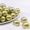 front view of a pile of 20mm Avocado Green Faux Pearl Bubblegum Beads