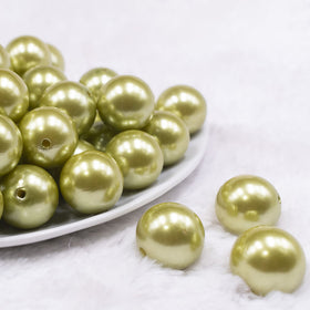 20mm Avocado Green Faux Pearl Bubblegum Beads